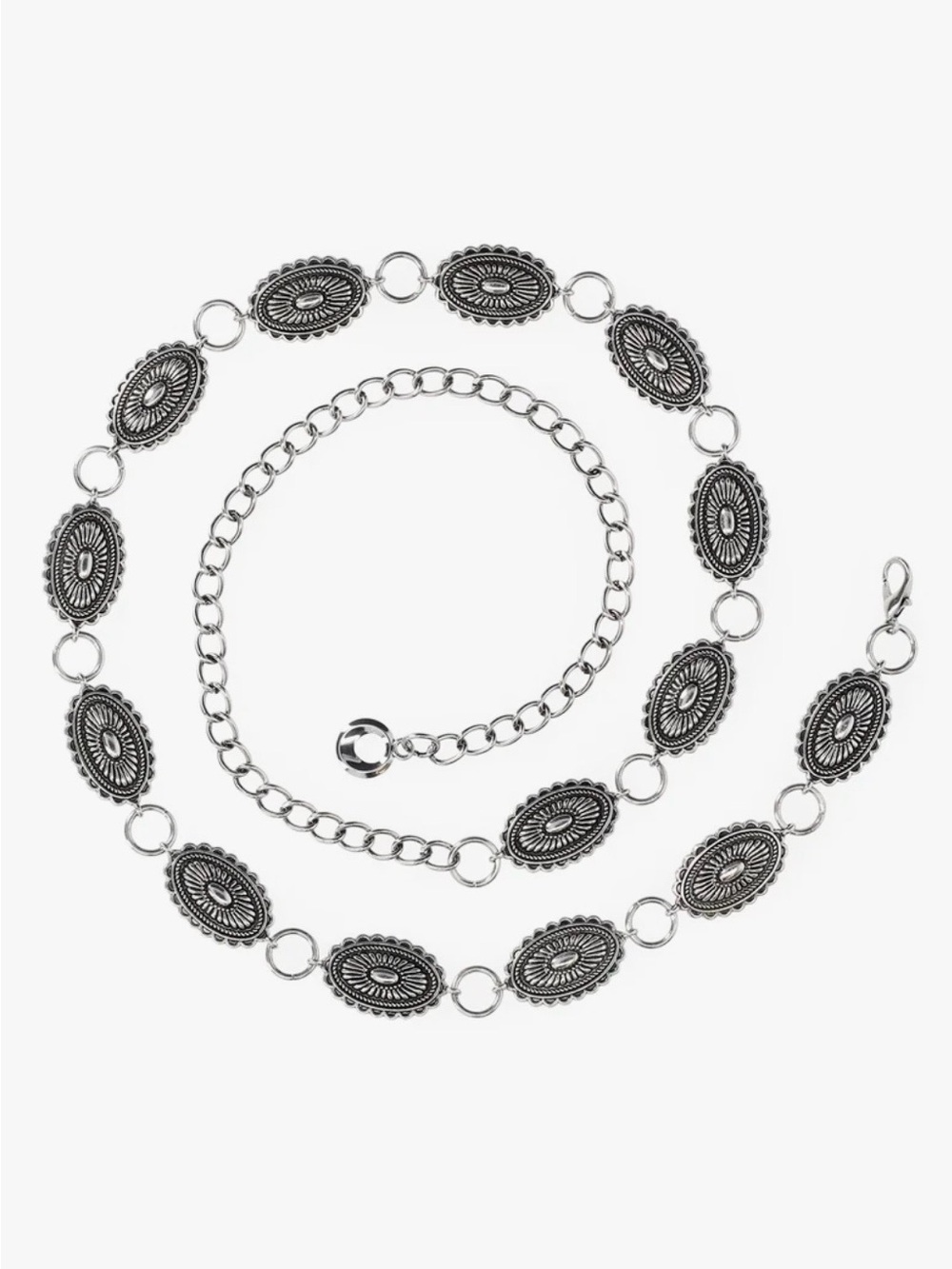 Madden NYC Silver-Tone Concho Oval Link Belt